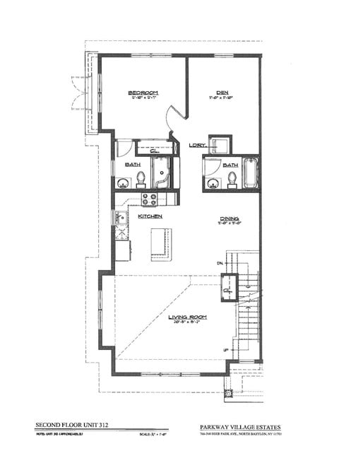 Floor plan for 2 beds, 2 baths